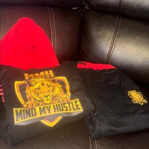 Men’s Mind My Hustle sweatsuit inspirational clothing. Boutique XL Red & Black